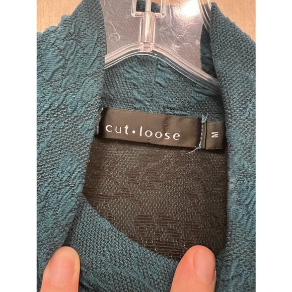 Cut. Loose Womens Green Mock Neck Long Sleeve Pleated Tunic Sweater Dress Size M - Picture 8 of 8